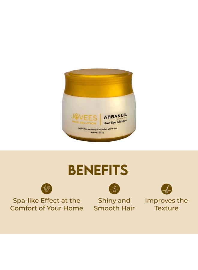 Jovees Herbal Argan Oil Hair Spa Masque For Dry & Damaged Hair | Intense Moisturizing Mask Provides deep conditioning & strength | With Moroccan Argan and Jojoba Oil | Gives Soft & Healthy Hair 200gm - Image 3